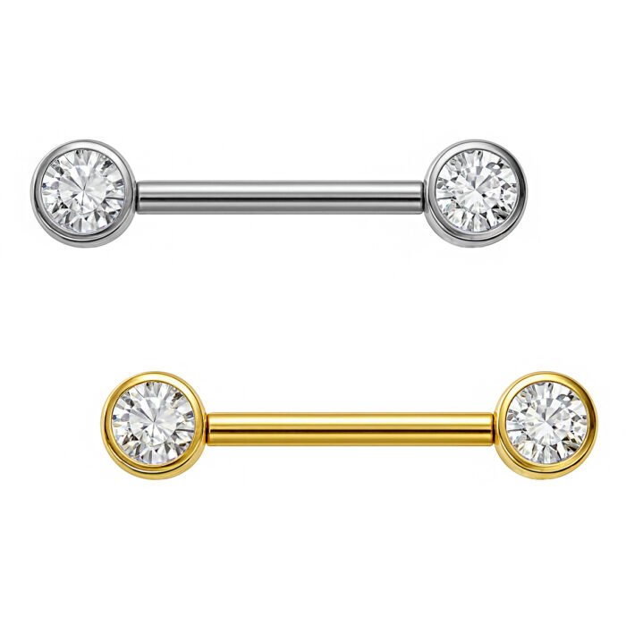 Barbell Flat Di Titanio Con Zirconie Push Pin