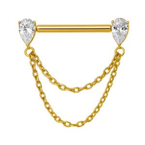 Barbell Gocce di Zirconie con Catena in Titanio