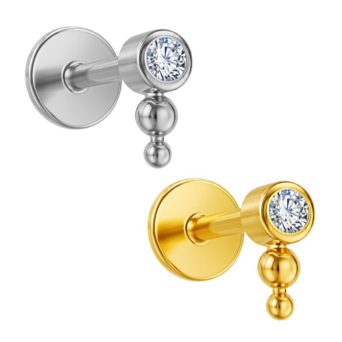 Labret Titanio ASTM F136 com beads decrescente Push Pin - immagine 2