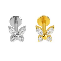 Labret Farfalla Di Titanio con Zirconi