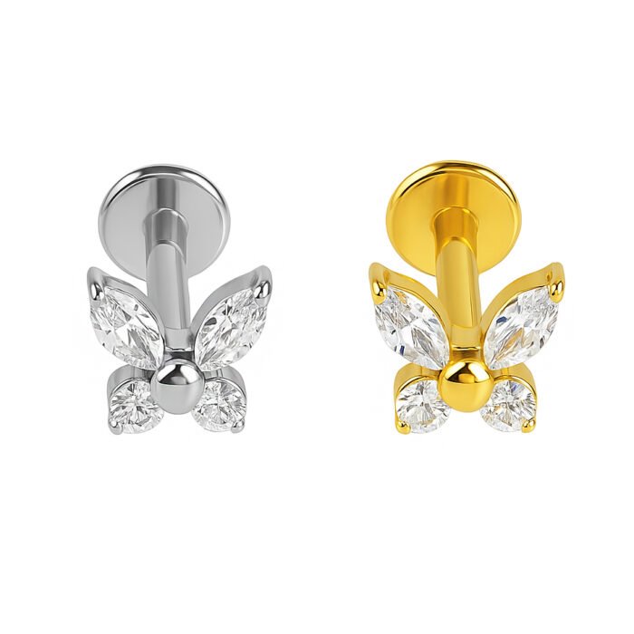 Labret Farfalla Di Titanio con Zirconi