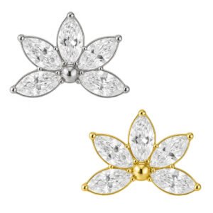 Labret Mezza Fiore 5 Petali di Zirconi in Titanio