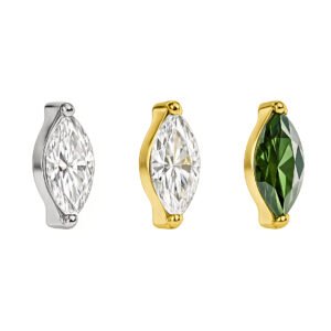 Labret Zirconia Navette in Titanio Push Pin