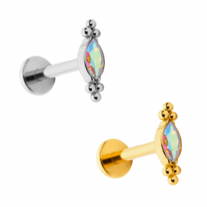 Labret Navete Con 6 Beads di Titanio ASTM F136