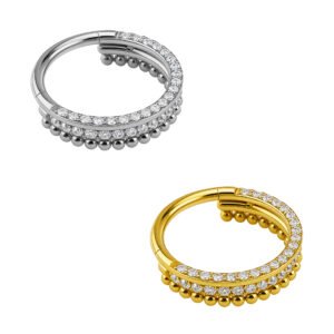 Anello di Titanio ASTM F136 con Beads e Zirconie