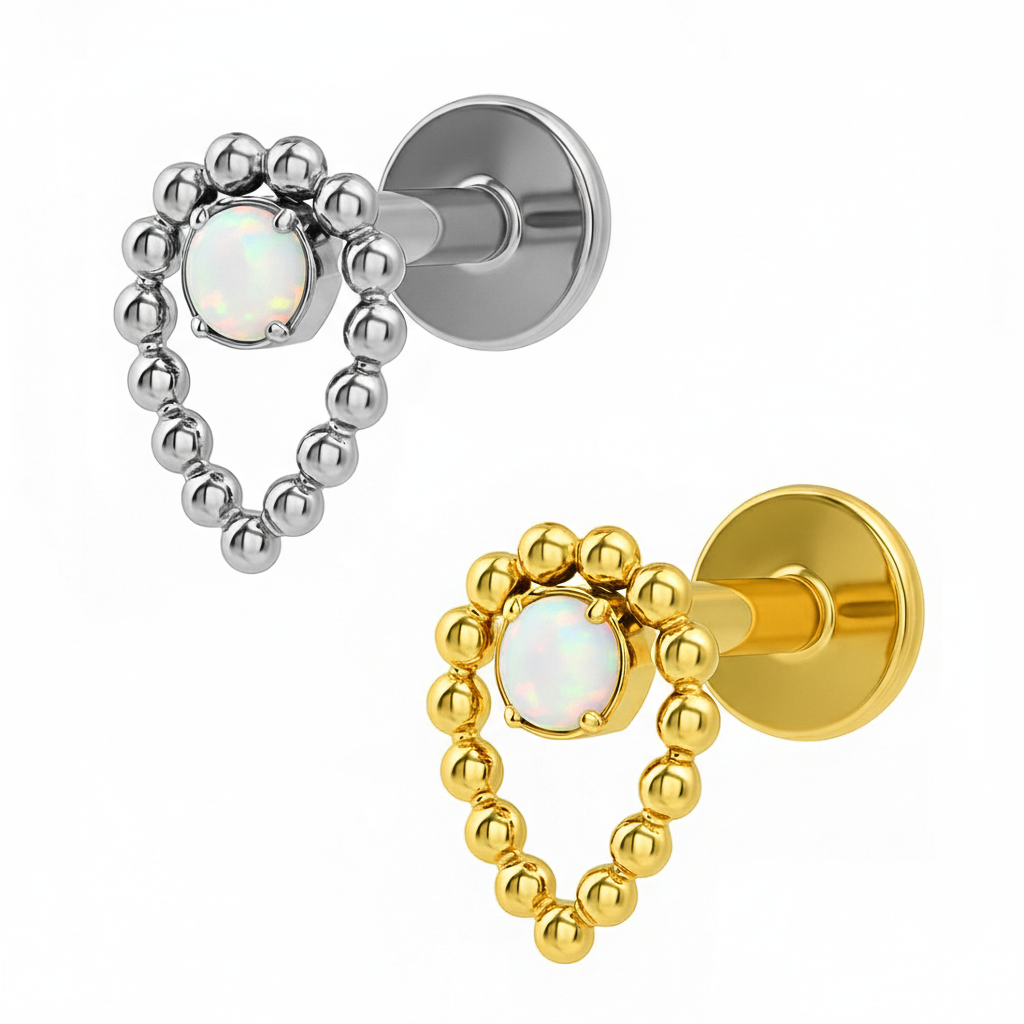 Labret Goccia di Beads con Pietra in Titanio ASTM F136