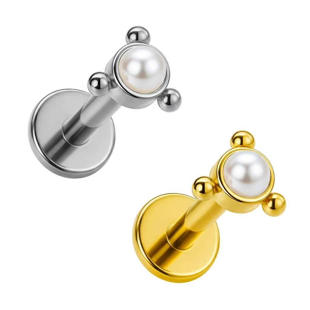 Labret Zircônia con 3 Beads di Titanio ASTM F136