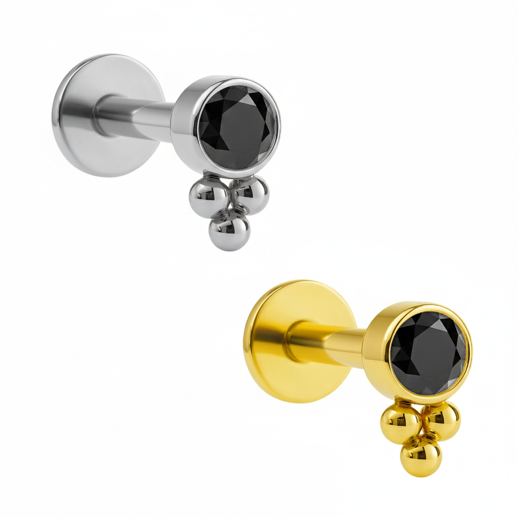 Labret Punto di Luce con Beads in Titanio ASTM F136 Push Pin