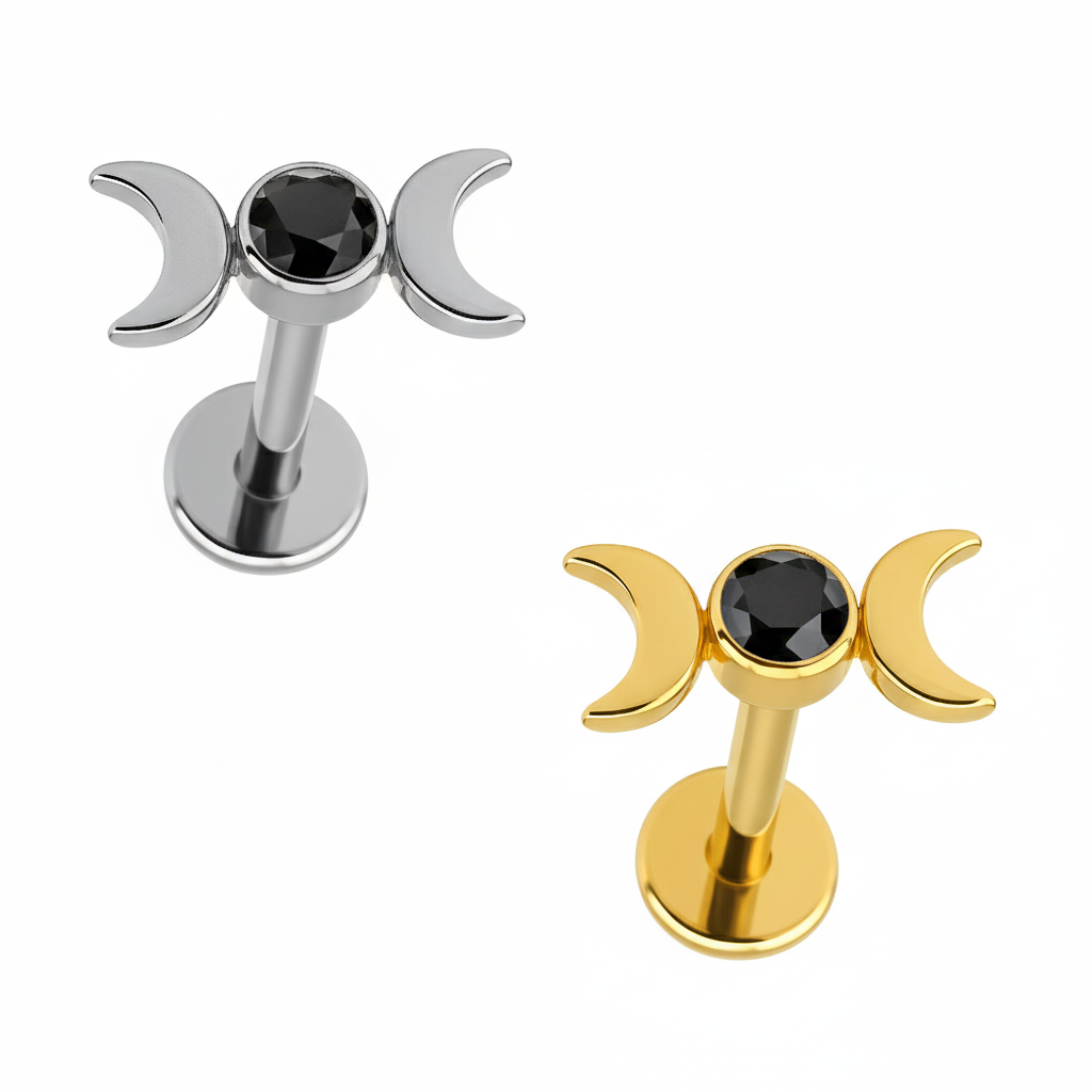 Labret Luna Doppia Con Zirconia Di Titanio ASTM F136