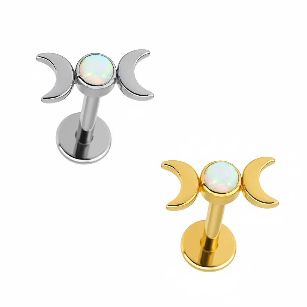 Labret Luna Doppia Con Zirconia Di Titanio ASTM F136