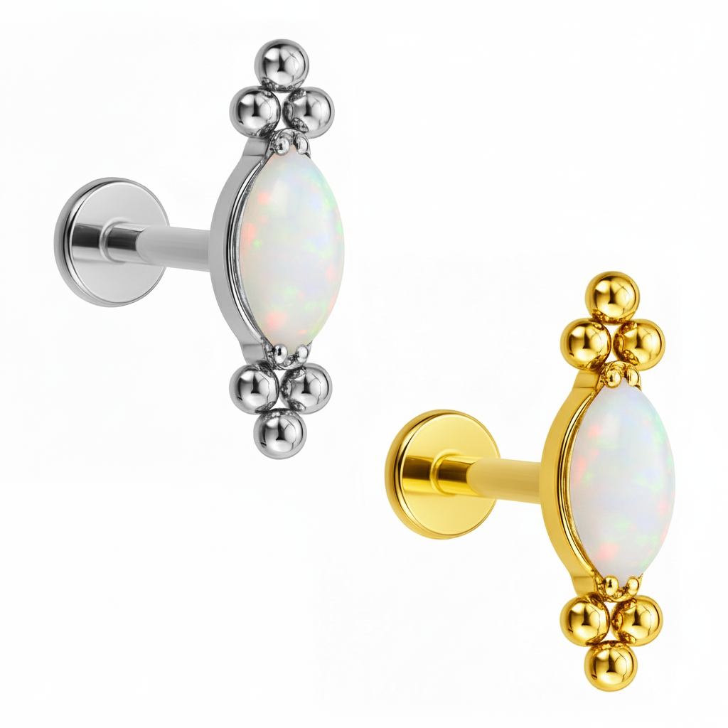 Labret Navete Con 6 Beads di Titanio ASTM F136