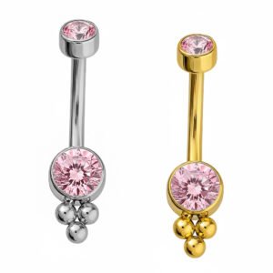 Banana in Titanio ASTM F136 con Zirconi e 3 Beads