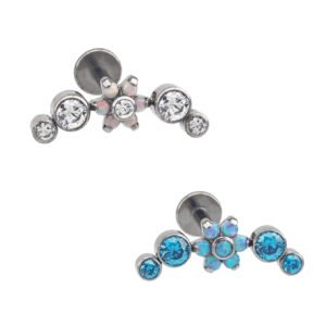 Labret Cluster con Fiore di Titanio ASTM F136 Incastonato