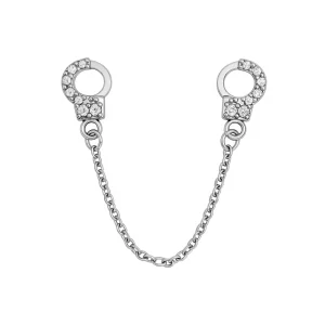 Corrente com Algemas em aço Cravejadas