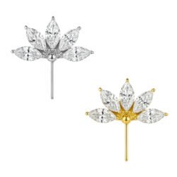Accessorio in Titanio ASTM F136 Mezza Fiore con 5 Zirconie in Titanio