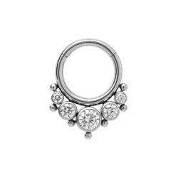 Anello Clicker di Titanio ASTM F136 Fashion con Zirconi