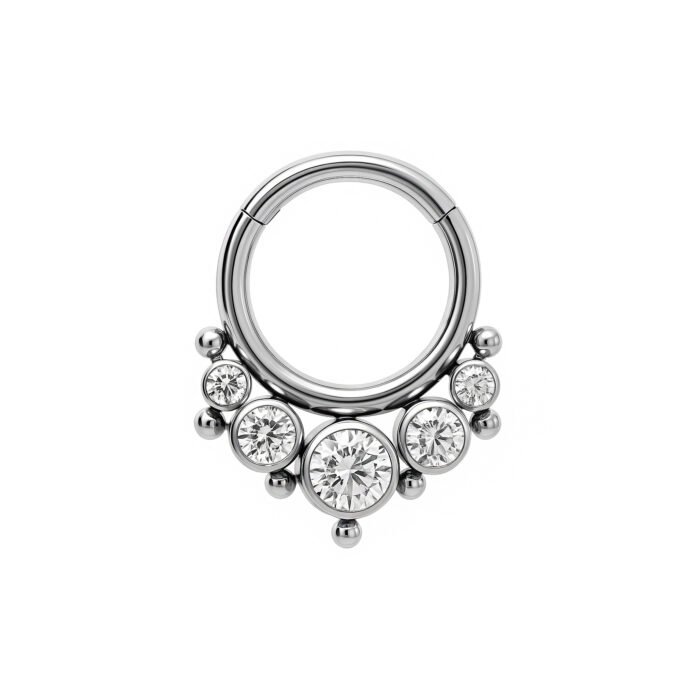 Anello Clicker di Titanio ASTM F136 Fashion con Zirconi