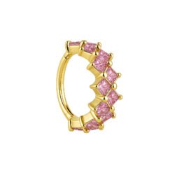 Anello Clicker in Oro 18k Con Zaffiro Rosa