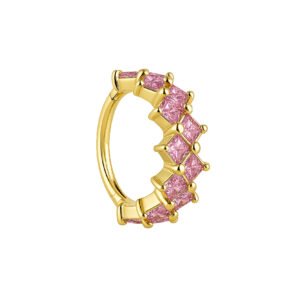 Anello Clicker in Oro 18k Con Zaffiro Rosa