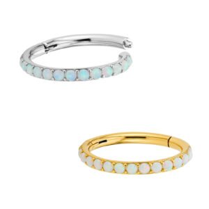 Anello Clicker Slim di Opali in Titanio ASTM F136