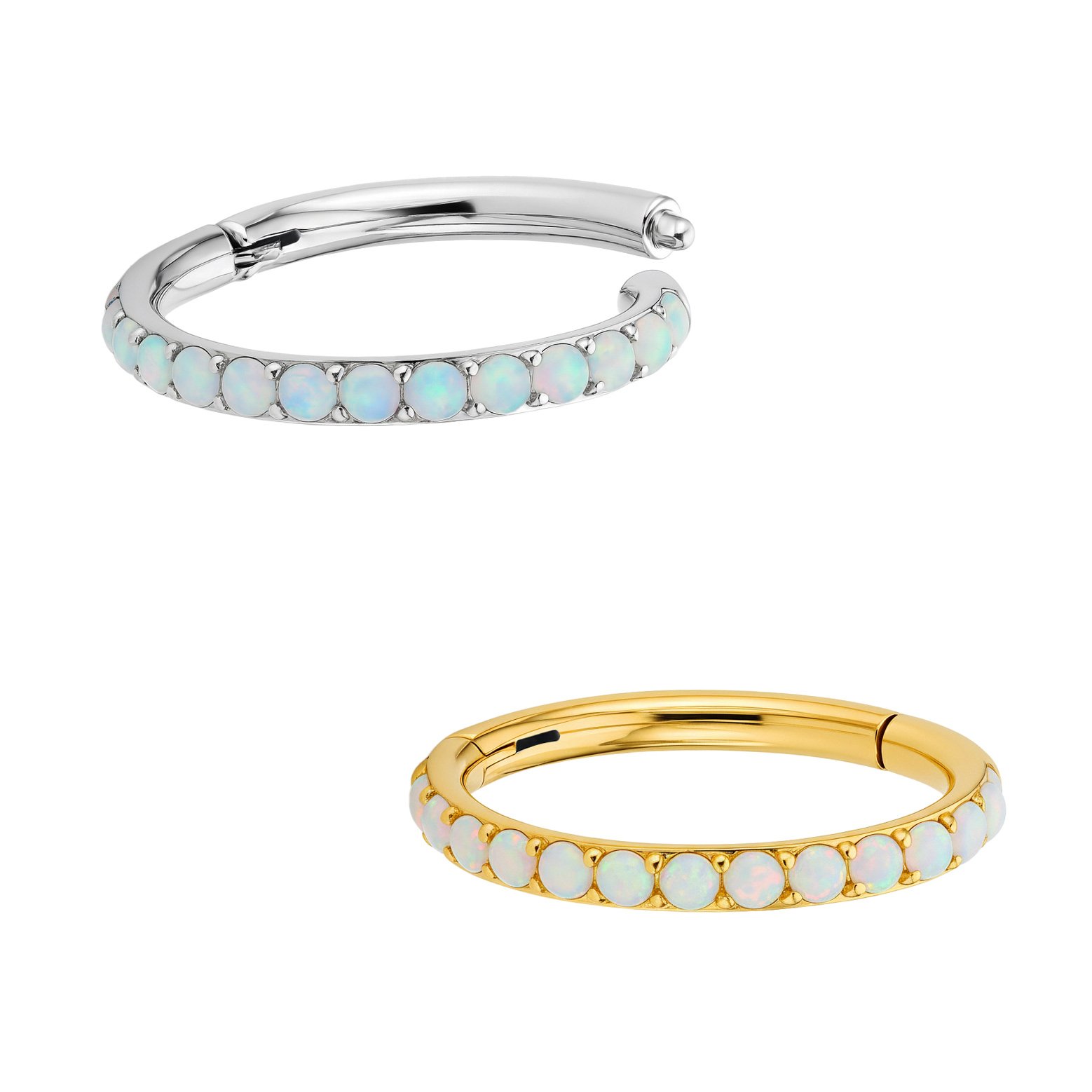 Anello Clicker Slim di Opali in Titanio ASTM F136