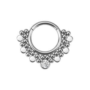 Anello Clicker Ventaglio Con Zirconia di Titanio ASTM F136