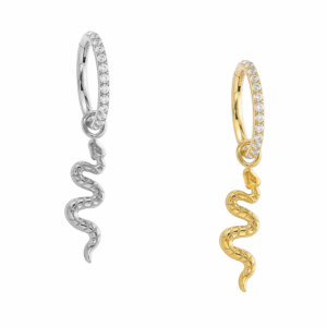 Anello Con Zirconia e Pendente Serpente Di Titanio ASTM F136