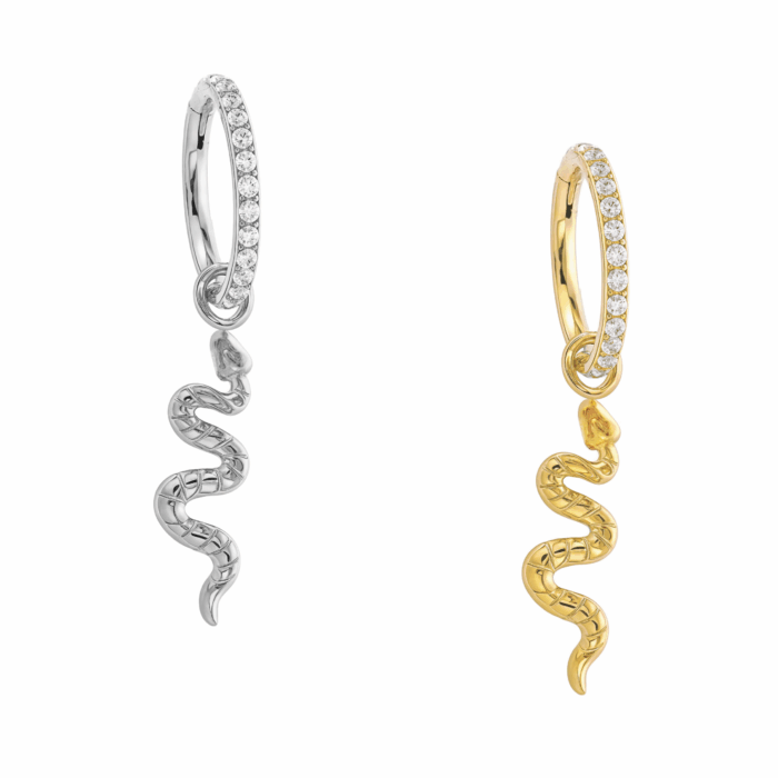 Anello Con Zirconia e Pendente Serpente Di Titanio ASTM F136