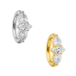 Anello di Ombelico Ovale Cobalto Set Con Zirconi