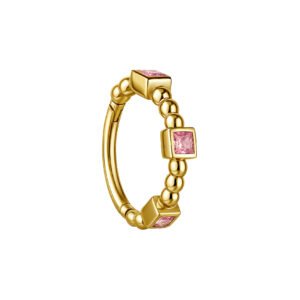 Anello in Oro 18k con Zaffiri Rosa Quadrati