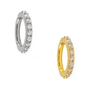 Anello Ombelicale Ovale Cobalto Cromo Con Zirconia