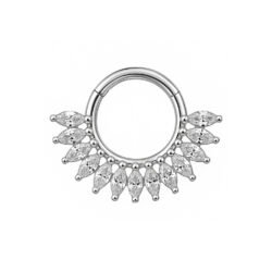 Anello Ventaglio di Zirconi Navette in Titanio ASTM F136