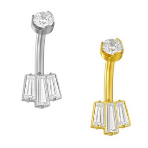 Banana Con Zircônia Baguette Trapezio Di Titanio ASTM F136