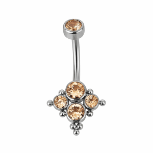 Banana di Titanio ASTM F136 con Rombo di Zirconi e Beads