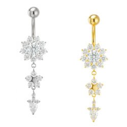 Banana Fiore Pendente Con Zirconie Di Titanio ASTM F136