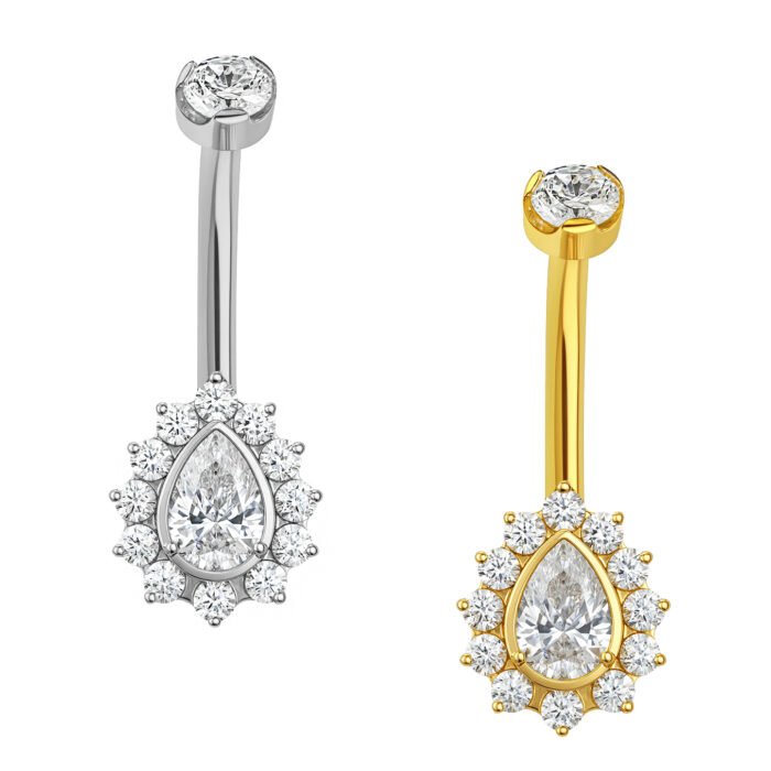 Banana Goccia Incastonata Con Zirconia Di Titanio ASTM F136