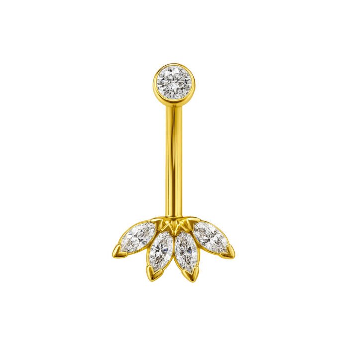 Banana in Oro 18k con Navette di Diamanti Sintetici