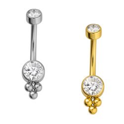 Banana in Titanio ASTM F136 con Zirconi e 3 Beads