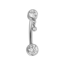 Banana Piatta con Pendente di Zirconia in Titanio ASTM F136