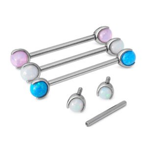 Barbell con Globo di Opale in Titanio ASTM F136 Piccolo