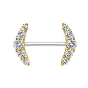 Barbell in Oro 18k Incastonato con Diamanti Sintetici