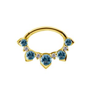 Clicker in Oro 18k con Topazio Blu e Diamanti Sintetici