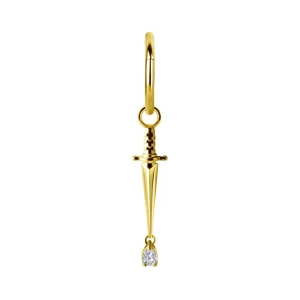 Clicker in Oro 18k Pendente Coltello con Diamanti Sintetici
