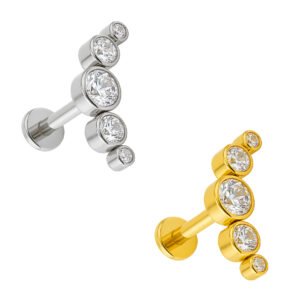 Cluster di 5 Pietre Labret in Titanio ASTM F136