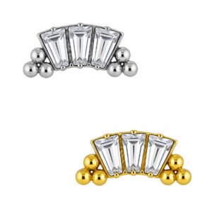 Cluster di Baguette con Beads Laterali in Titanio ASTM F136