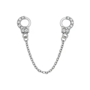 Corrente com Algemas em aço Cravejadas