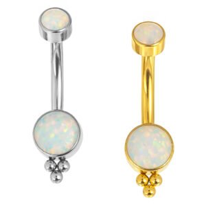 Banana in Titanio ASTM F136 con Zirconi e 3 Beads