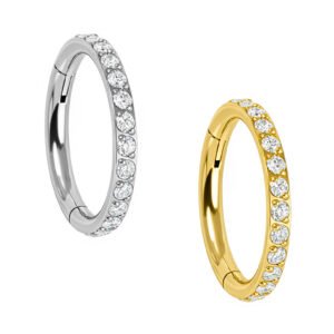 Anello Clicker Slim con Zirconi Laterale in Titanio ASTM F136