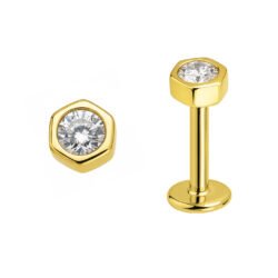 Esagono Labret in Oro 18k con Diamante Sintetico