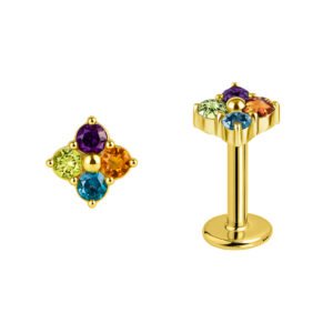 Labret Rombo Multicolore in Oro 18k